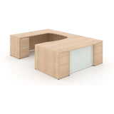 Chiarezza Double Pedestal U-Shaped Desk with Glass Accents