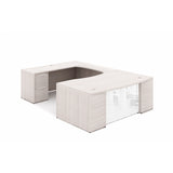 Chiarezza Double Pedestal U-Shaped Desk with Glass Accents