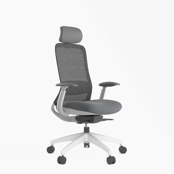 Stella Executive Ergonomic High-back Mesh Chair with Headrest, Dark Gray