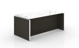 Chiarezza Freestanding Executive Desk Blanc de Gris with Glass Top