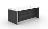 Chiarezza Freestanding Executive Desk Blanc de Gris with Glass Top
