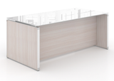 Chiarezza Freestanding Executive Desk Blanc de Gris with Glass Top