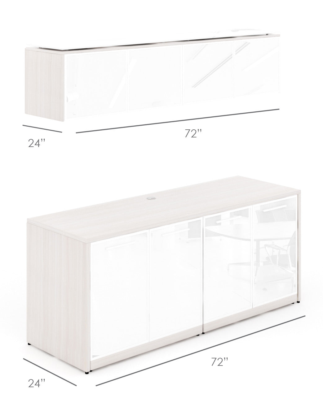 Chiarezza Credenza with White Glass Doors & Hutch