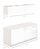 Chiarezza Credenza with White Glass Doors & Hutch