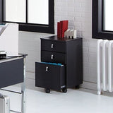 (Scratch and Dent) Realspace Outlet Mezza 19"D Vertical 3-Drawer Mobile File Cabinet, Black/Chrome