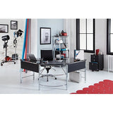 Realspace Outlet Mezza L-Shaped Glass Computer Desk, Black/Chrome