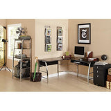 Realspace Outlet Mezza L-Shaped Glass Computer Desk, Black/Chrome