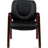 Preva Luxhide Guest Chair with Cordovan Wood Accents 26"D x 24"W x 34.5"H  Black