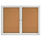 Quartet Anodized Aluminum Frame Enclosed Bulletin Board, 36"H x 48"W, 2 Doors