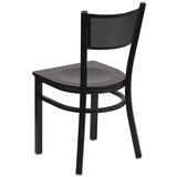 Samson Series Black Grid Back Metal Chair, Wood Seat