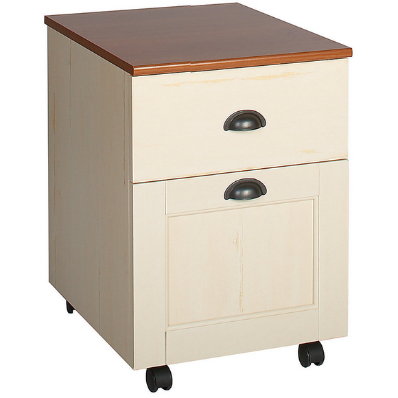Christopher Lowell Shore Mini Solutions Rolling Pedestal File, 22 1/4''H x 15 1/2''W x 19 1/2''D, Antiqued White
