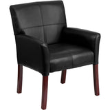 Executive Leather Guest Chair with Mahogany Wood Legs