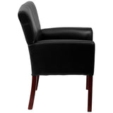 Executive Leather Guest Chair with Mahogany Wood Legs