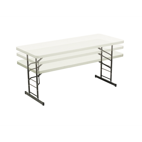 Realspace Outlet Adjustable-Height Molded Plastic Top Folding Table, 8'W, Platinum