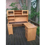 (Scratch and Dent) L-Shaped Outlet Desk, 60"wide x 60"deep x 30"high, Realspace Magellan Collection, Honey Maple