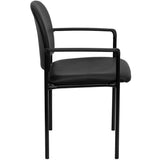 Comfort Black Vinyl Stackable Steel Side Reception Chair with Arms