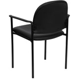 Comfort Black Vinyl Stackable Steel Side Reception Chair with Arms