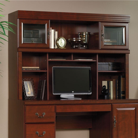(Scratch and Dent) Sauder Heritage Hill Outlet Collection Credenza Hutch, 42''H x 59 1/2''W x 13 1/2''D, Classic Cherry