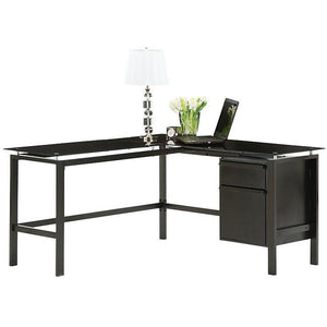 (Scratch & Dent) Realspace Outlet Lake Point L Desk, 29"H x 56"W x 56"D, Black