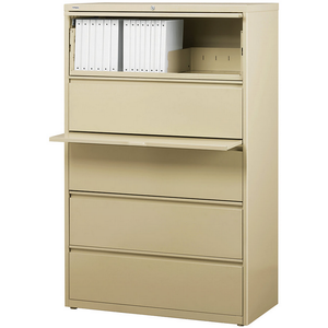 (Scratch & Dent) Realspace PRO Outlet Steel Lateral File, 5-Drawer, 67 5/8"H x 36"W x 18 5/8"D, Putty