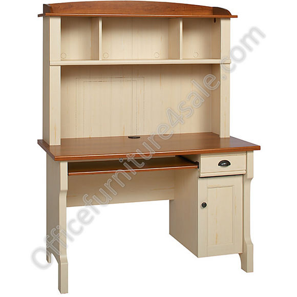 (Scratch and Dent) Christopher Lowell Outlet Shore Mini Solutions Workcenter, 63 1/4''H x 47 1/2''W x 23 1/2''D, Antiqued White