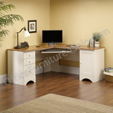 Sauder Outlet Harbor View Collection Corner Computer Desk, 30 1/4"H x 66 1/8"W x 66 1/8"D, Antiqued White