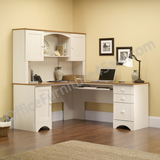 (Scratch and Dent) Sauder Outlet Harbor View Collection Corner Computer Desk, 30 1/4"H x 66 1/8"W x 66 1/8"D, Antiqued White