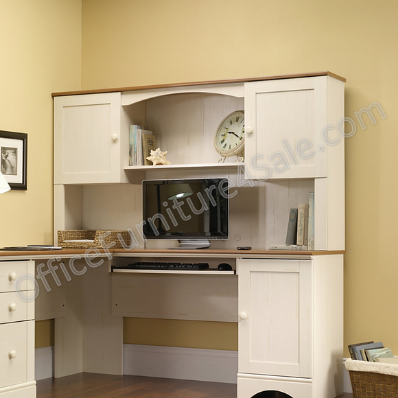 Sauder Outlet Harbor View Wood Hutch, Antiqued White