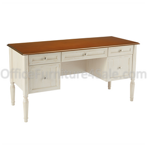 Realspace Outlet Shore Collection Executive Double-Pedestal Computer Desk, 29 15/16"H x 59 1/16"W x 23 5/8"D, Antique White/Cherry