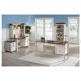 Realspace Outlet Shore Collection Executive Double-Pedestal Computer Desk, 29 15/16"H x 59 1/16"W x 23 5/8"D, Antique White/Cherry