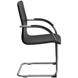 Sling Black Vinyl Side Reception Chair with Chrome Sled Base, Black