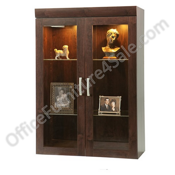 (Scratch & Dent) Sauder Outlet Office Port Collection, Display Hutch, Dark Alder