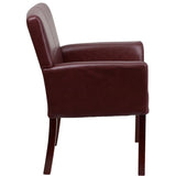 Executive Leather Guest Chair with Mahogany Wood Legs