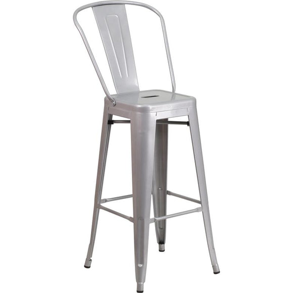 30'' High Metal Indoor-Outdoor Barstool with Back