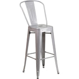 30'' High Metal Indoor-Outdoor Barstool with Back