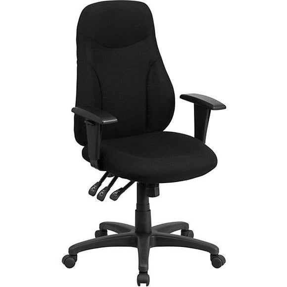 High Back Black Fabric Multifunction Swivel Ergonomic Task Office Chair