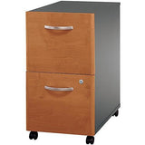 Bush Business Furniture Outlet Components Collection 2 Drawer Mobile Pedestal, 28 1/8"H x 15 3/4"W x 20 3/8"D, Natural Cherry