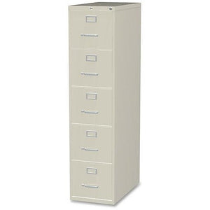 (Scratch & Dent) Lorell Commercial Grade Vertical File Cabinet - 15" x 26.5" x 61" - 5 x Drawer(s) for File - Letter - Vertical - Ball-bearing Suspension, Heavy Duty, Security Lock - Putty - Steel - Recycled