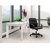 Sharpline Leather Mid-Back Chair With Arms, Black