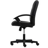 Sharpline Leather Mid-Back Chair With Arms, Black