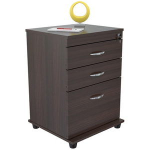 (Scratch & Dent) Outlet Inval Mobile File Cabinet, 3 Drawer, 24 3/4"H x 18 5/8"W x 15 5/8"D, Espresso Wengue