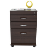 (Scratch & Dent) Outlet Inval Mobile File Cabinet, 3 Drawer, 24 3/4"H x 18 5/8"W x 15 5/8"D, Espresso Wengue
