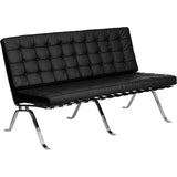 Algarve Mid-Century Modern Love Seat, Black/Chrome