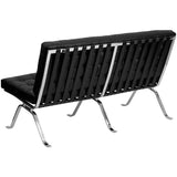 Algarve Mid-Century Modern Love Seat, Black/Chrome