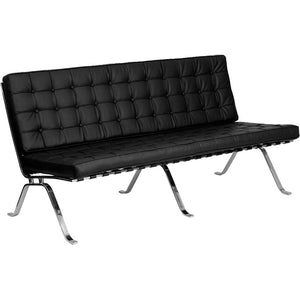Algarve Mid-Century Modern Sofa, Black/Chrome