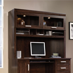 (Scratch & Dent) Sauder Outlet Office Port Computer Credenza Hutch, 47 1/2"H x 59 1/2"W x 15 3/4"D, Dark Alder