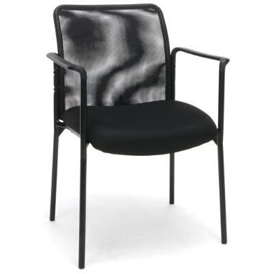 Sharpline Mesh Stacking Visitor Chair with Arms, Black