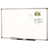 FORAY Porcelain Magnetic Dry-Erase Board, 48" x 36", White Board, Aluminum Frame With Gray Plastic Corners Item # 683127