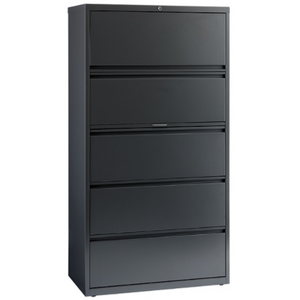(Scratch & Dent) WorkPro 36"W 5-Drawer Steel Lateral File Cabinet, Charcoal Item # 196010