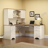 (Scratch & Dent)  Sauder Outlet Harbor View Wood Hutch, 36 1/8"H x 66 1/8"W x 12 5/8"D, Antiqued White
